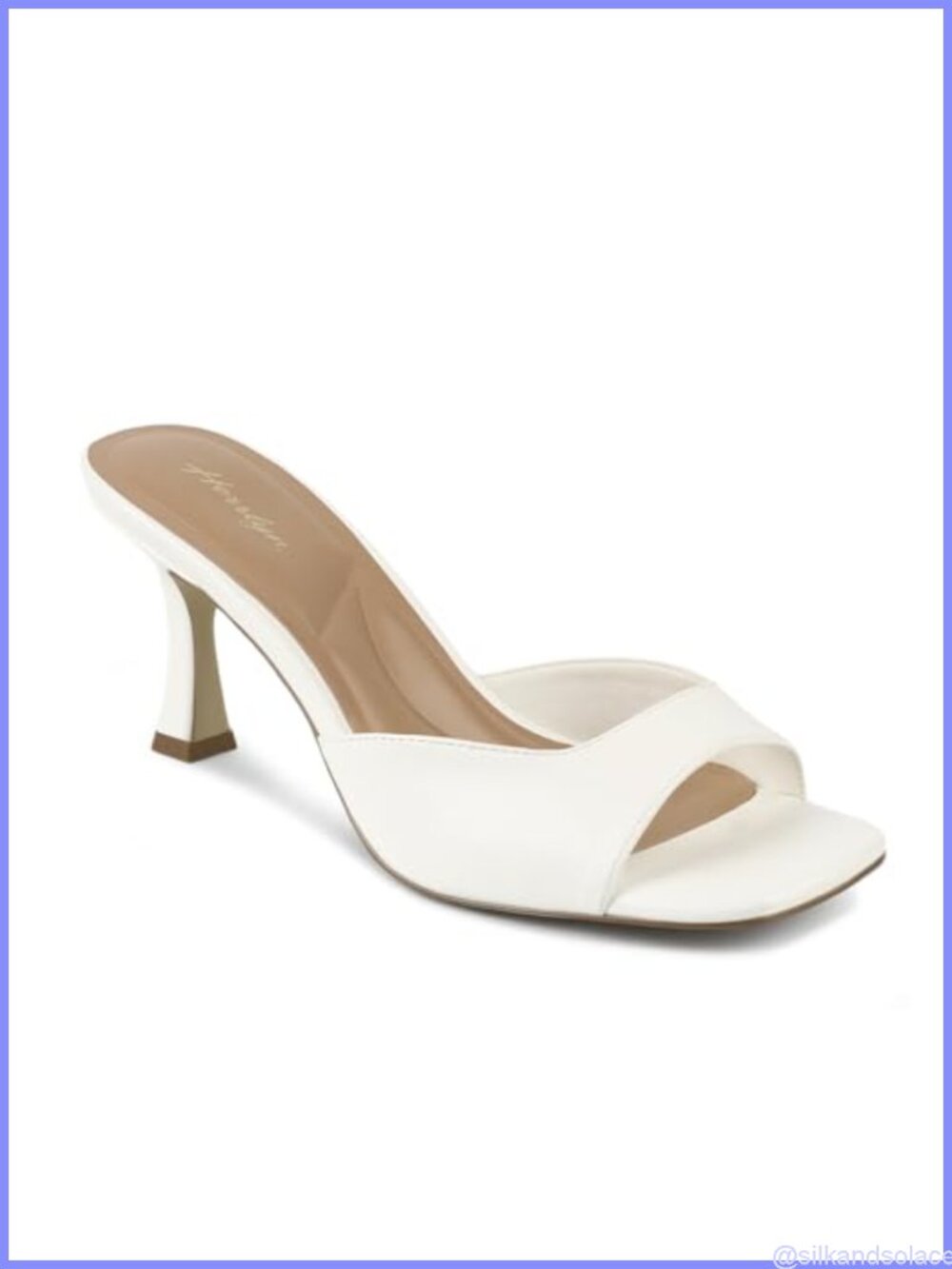 Kitten Heels Square Toe Backless Slip On PU Mules for Women Party Wedding